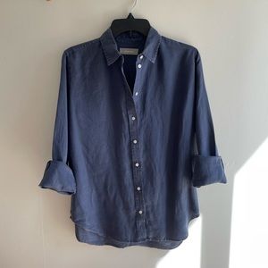 Everlane Indigo Blue Linen Relaxed Shirt sz 2